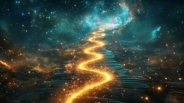 Cosmic pathways glowing divine intervention celestial connections and radiant representations of spiritual guidance