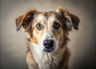 Fototapeta premium Minimalist Portrait of a Mixed Breed Dog, Simple Background