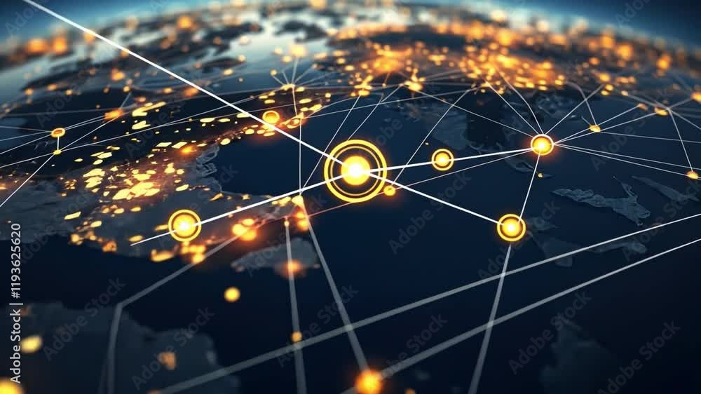 Poster global network: a visually captivating illustration of interconnectedness. a glowing network of line