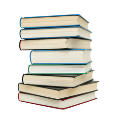 stack of books, Multiple books stacked on top of each other, transparent background.