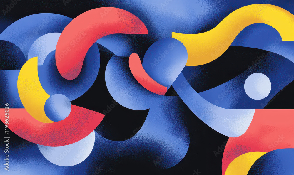 Aufkleber dynamic abstract design with bold geometric patterns and vibrant colors in a modern artistic style