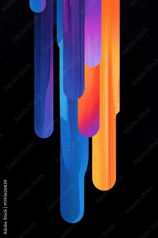 Poster vibrant abstract digital artwork with dynamic gradient shapes and textures in bold colors