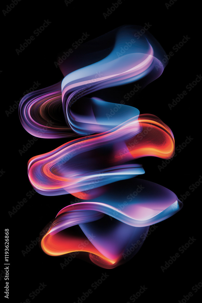 Poster vibrant abstract swirls and flowing motion: a dynamic fusion of colorful energy and light in modern 