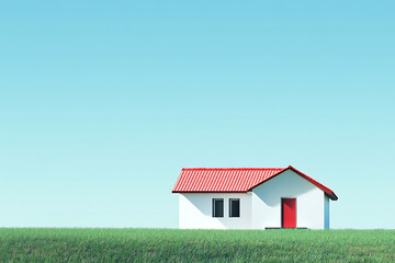 Minimalistic house on a hill