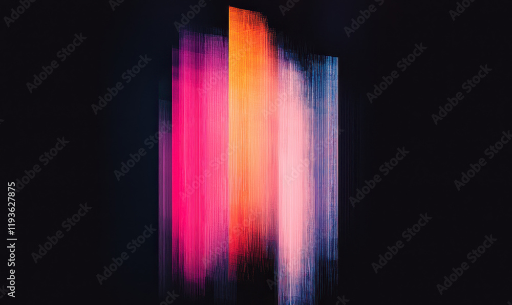 Poster explore the dynamic dance of color and light in a striking abstract digital artwork with vibrant neo