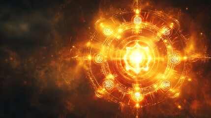 Obraz premium Symbolic portrayal of karma dharma through glowing spiritual energy sacred symbol