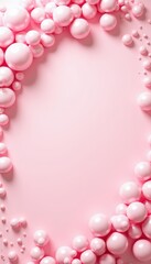 Obraz premium Soft pink background adorned with textured bubbles, perfect for beauty, skincare, or greeting card designs. Ideal for a fresh and modern aesthetic.