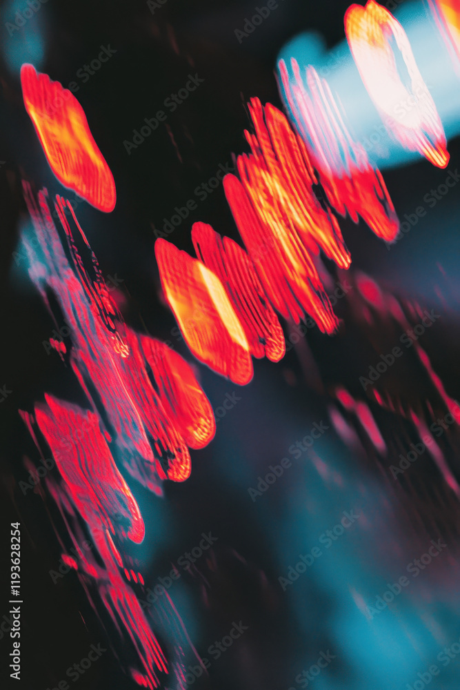 Poster dynamic neon light abstraction: capturing futuristic energies through vibrant, blurred red hues and 
