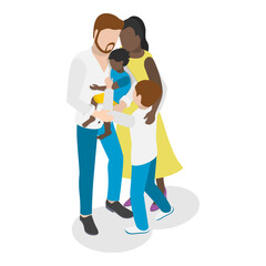 3D Isometric Flat Vector Illustration of Family Hug , Love and Trust between Generations. Item 3