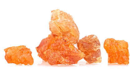 Incense - pieces of frankincense resin isolated on a white background. Natural frankincense...