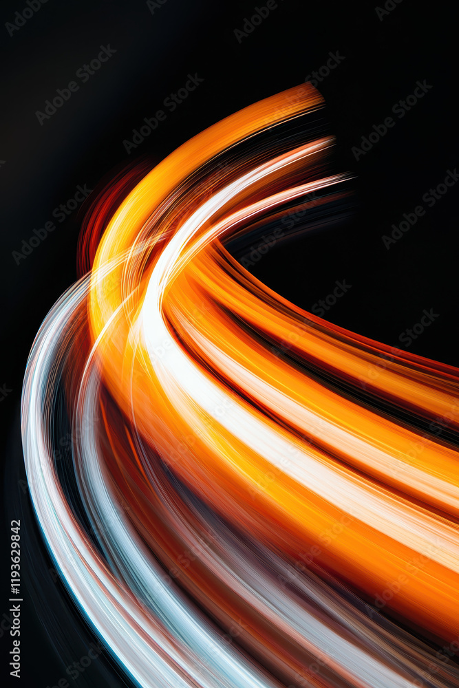 Poster dynamic light trails capturing the essence of high-speed motion and energy in a vibrant nighttime di