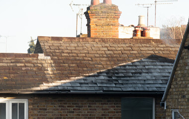 Sun light melting frost of a roof