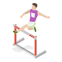 3D Isometric Flat Vector Illustration of Running With Barrier , An Intense Workout Challenge. Item 3