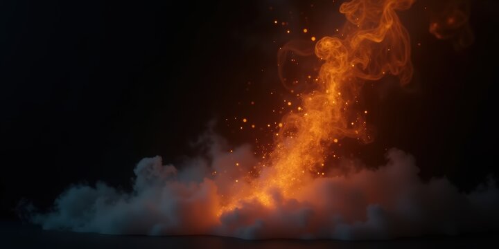 Dramatic volcanic eruption visual with fiery orange and smoky elements, perfect for creative projects, film, gaming, and environmental themes.