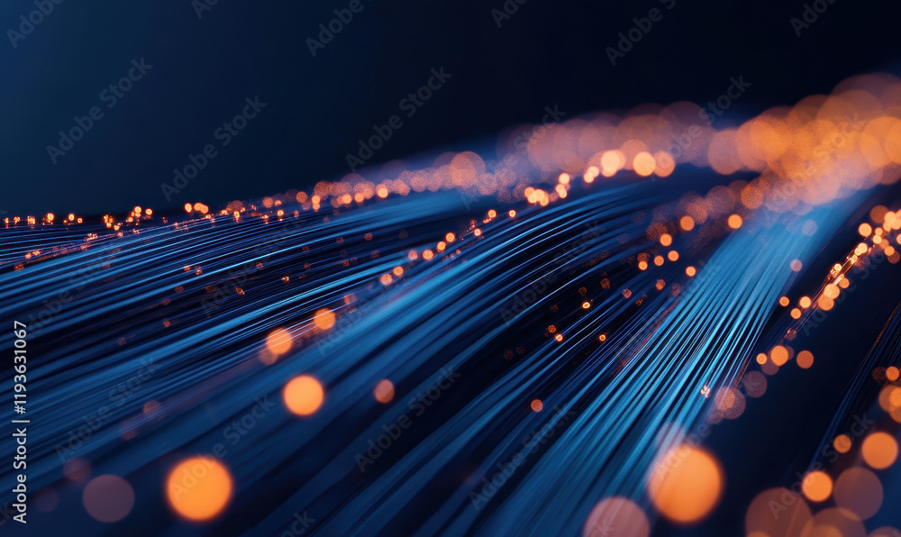 Poster glistening optical fibers: a dynamic visualization of high-speed internet technology and data transm