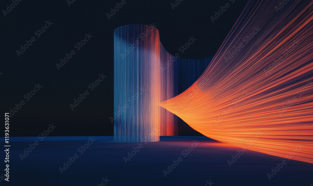 Poster dynamic abstract technology: illuminated curves and vibrant light in a futuristic design installatio