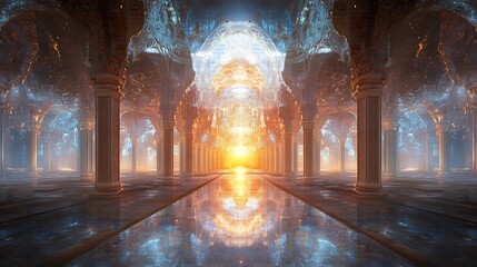 Creative representation of sacred music hymns mantras and divine chants echoing in a holy place