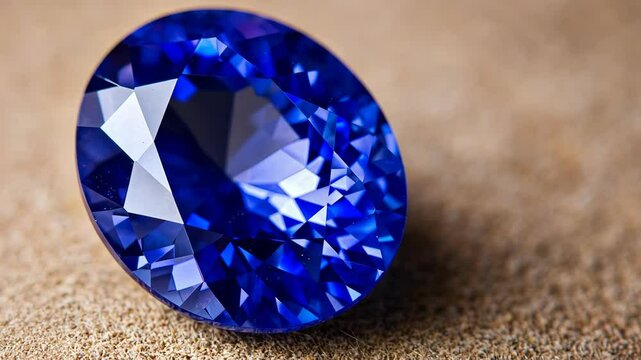 Brilliant blue sapphire gemstone captured with intricate facets reflecting light in a close-up view