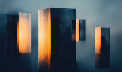 Captivating Abstract Geometric Art with Illuminated Elements and Modern Minimalist Aesthetic