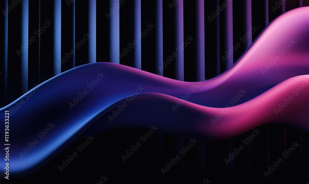 Poster vibrant abstract waves with neon gradient curves creating a dynamic modern graphic background design