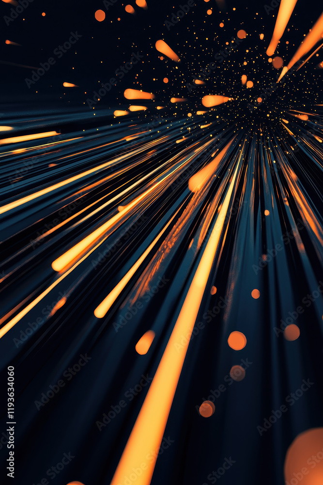 Poster futuristic abstract technology burst with dynamic glowing lines and energetic digital patterns in bl