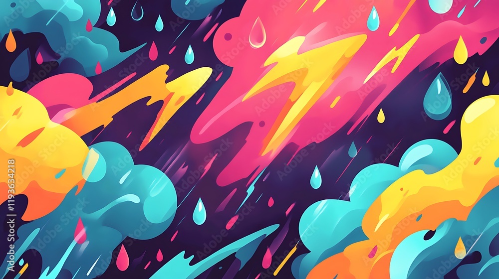 Aufkleber abstract colorful rain cloudscape dynamic design