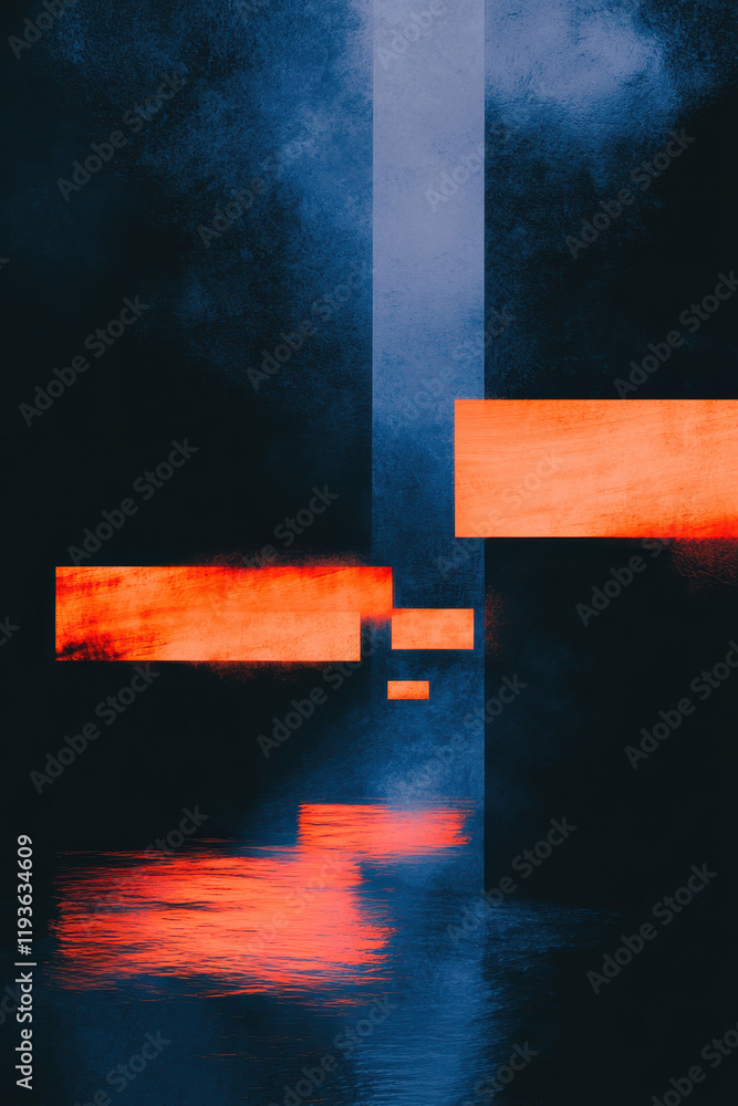Poster dynamic abstract geometric composition with vibrant contrasts and minimal design elements in digital