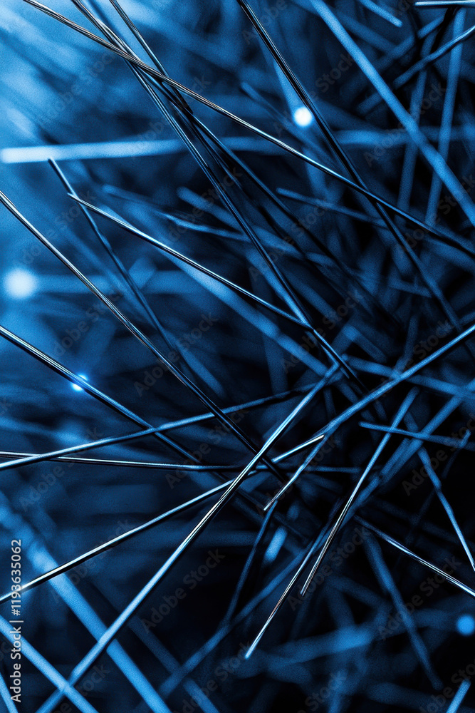 Poster explore the intricate web of blue wires and their futuristic digital complexity