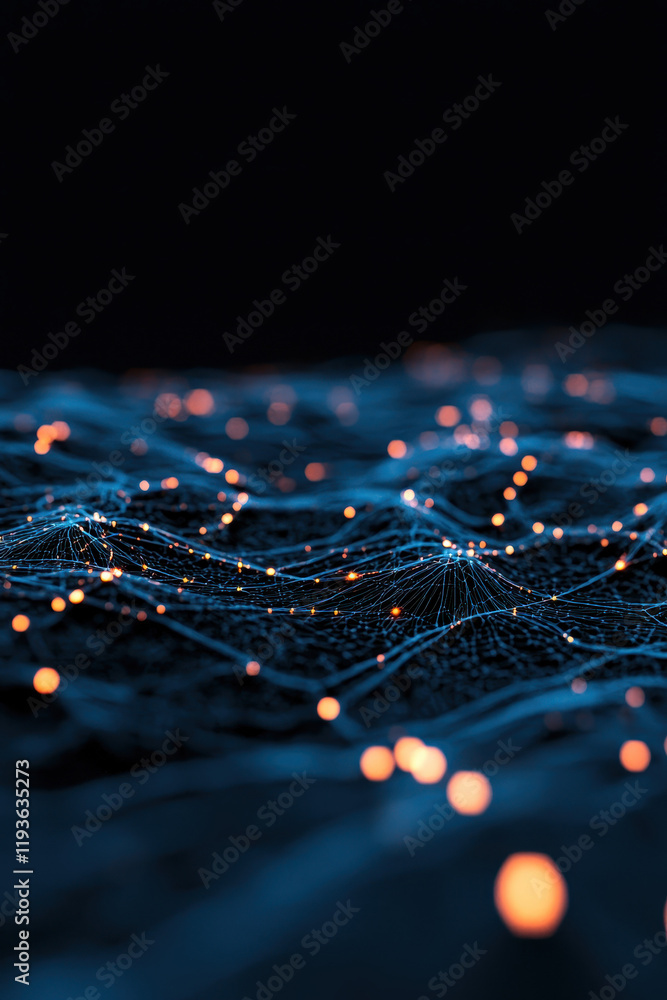 Poster exploring the intricate beauty of digital networks: a glimpse into the future of technology and conn