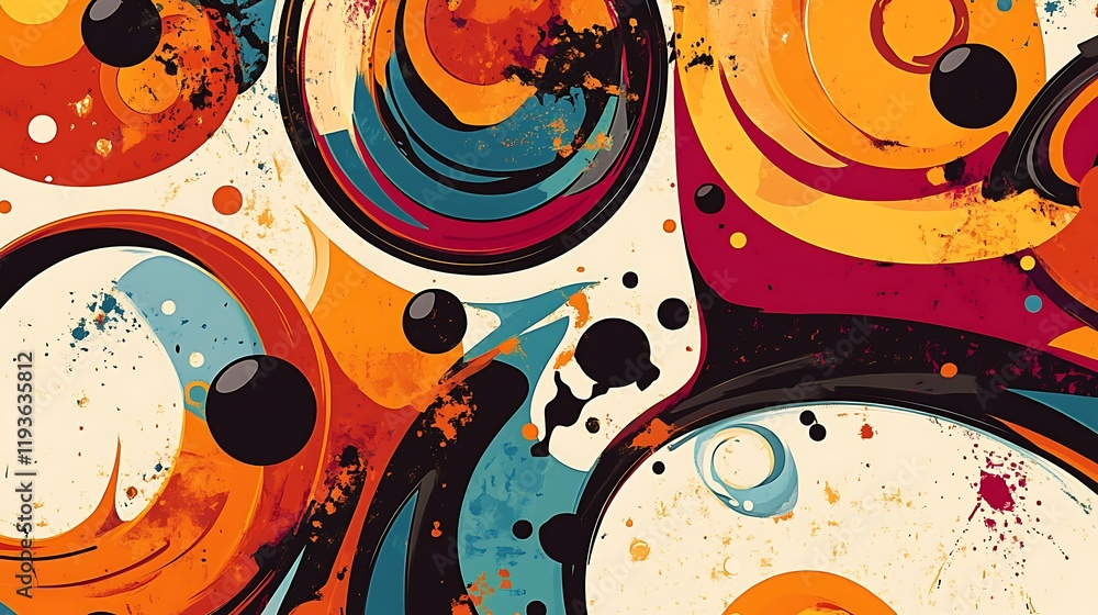 Poster abstract colorful swirls and circles art design