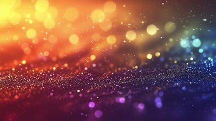 Obraz premium Multicolored Bokeh Lights Transitioning from Warm to Cool Tones Create Rainbow-Like Gradient with Room for Text in Artistic Modern Design