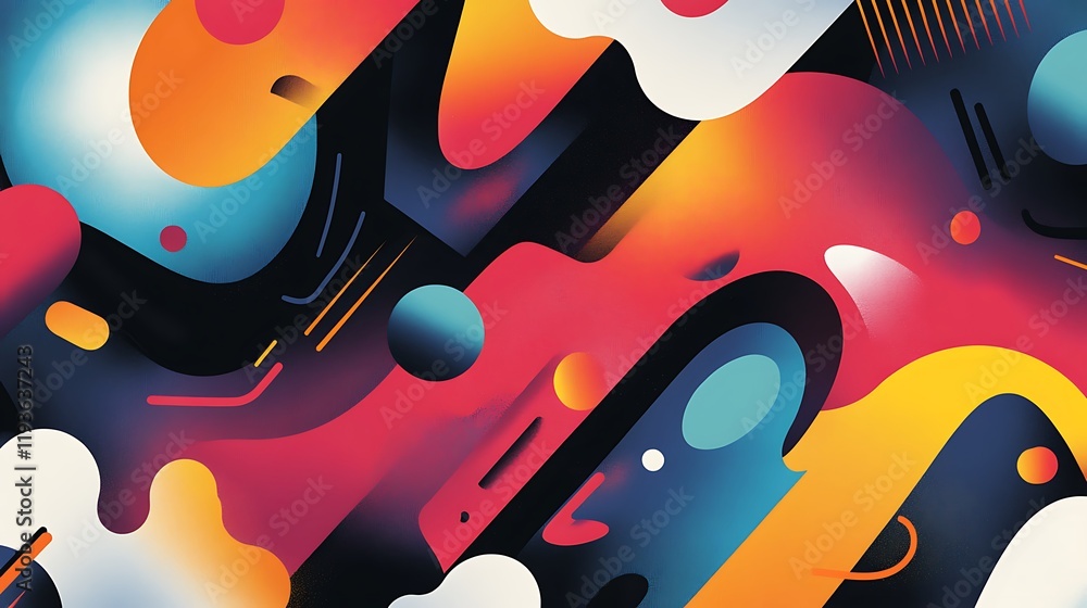 Poster abstract colorful shapes dynamic design composition