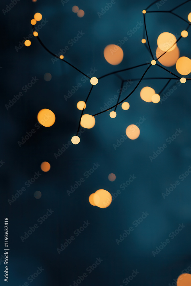 Poster abstract digital network with glowing nodes and connections in a futuristic technology conceptual il