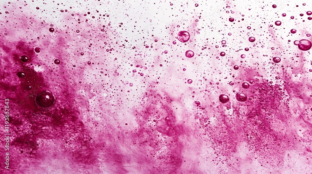 Poster colorful bubbles and splashes of red liquid creating an abstract background