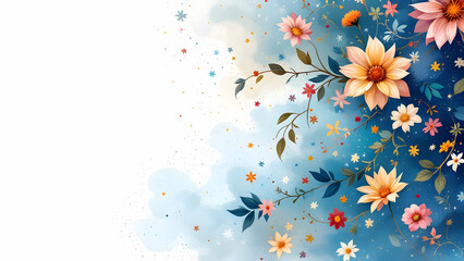 Abstract floral background with blank white space