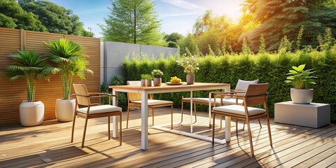 Fototapeta premium Modern Outdoor Patio Furniture: Enjoy Fresh Air with Loved Ones