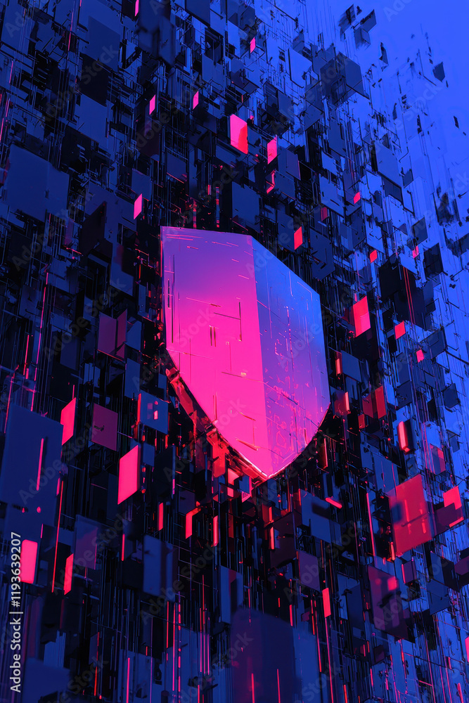 Aufkleber innovative cybersecurity shield in abstract digital matrix representing modern network protection te