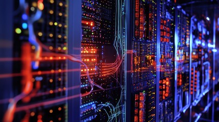 Fototapeta premium Quantum computing and bioinformatics collaboration, where quantum algorithms enhance data analysis for understanding genetic diseases and mutations