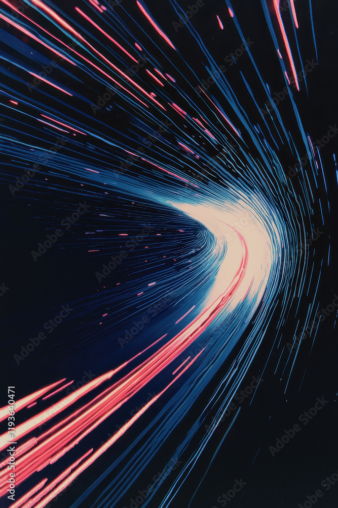 Aufkleber dynamic abstract light streaks illustrating speed and technological innovation in a vivid neon vorte
