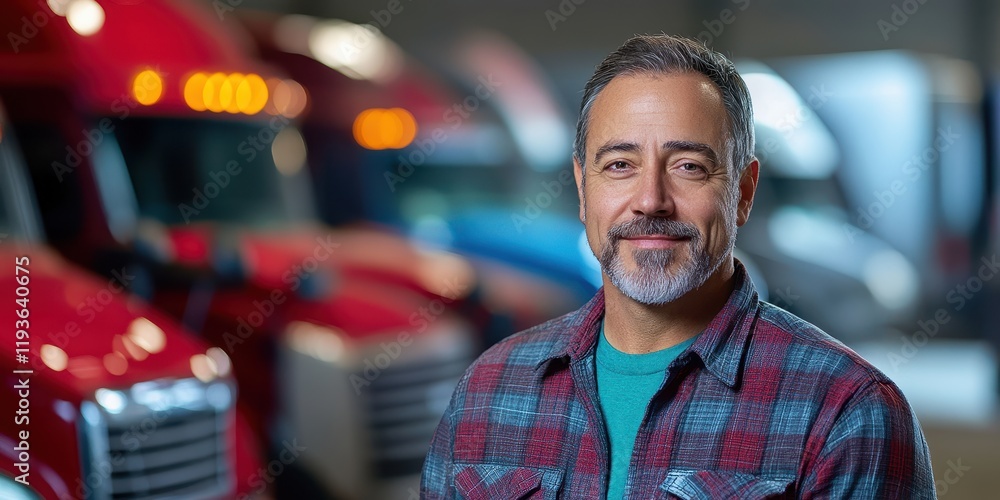Poster optimizing truck routes for efficient fleet management across multiple regions