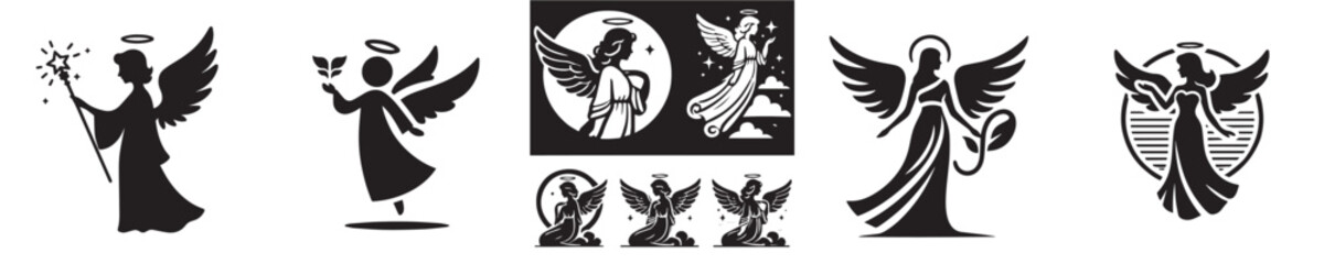Vector collection of little fairy silhouettes