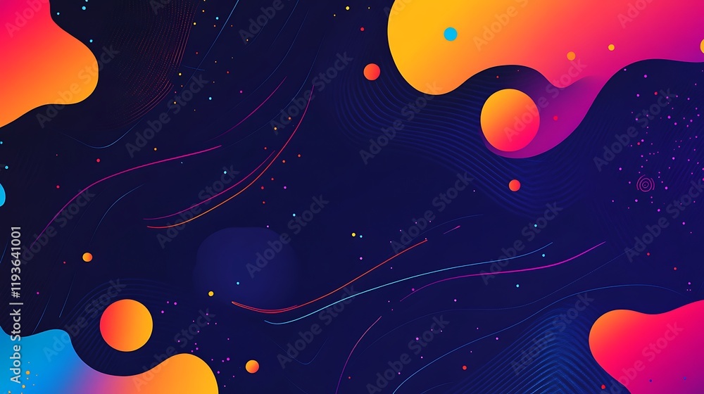 Poster abstract colorful shapes and lines design