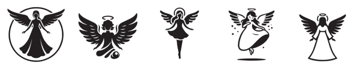 Obraz premium Vector collection of little fairy silhouettes