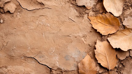 Fototapeta premium Brown background with leaves on it