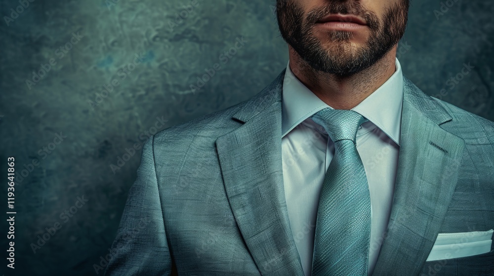 Poster sophisticated business background featuring soft abstract suit and tie shapes for text and branding