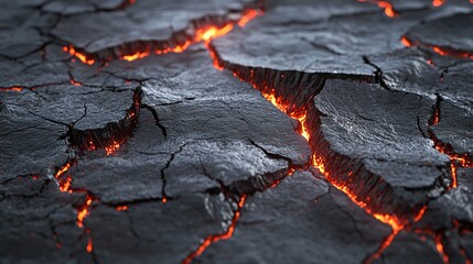 Close-up details of flowing lava fractures hardened into glassy black ridges
