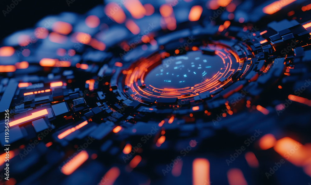 Poster exploring the futuristic world of technology: a vibrant neon circuitry design capturing the essence 