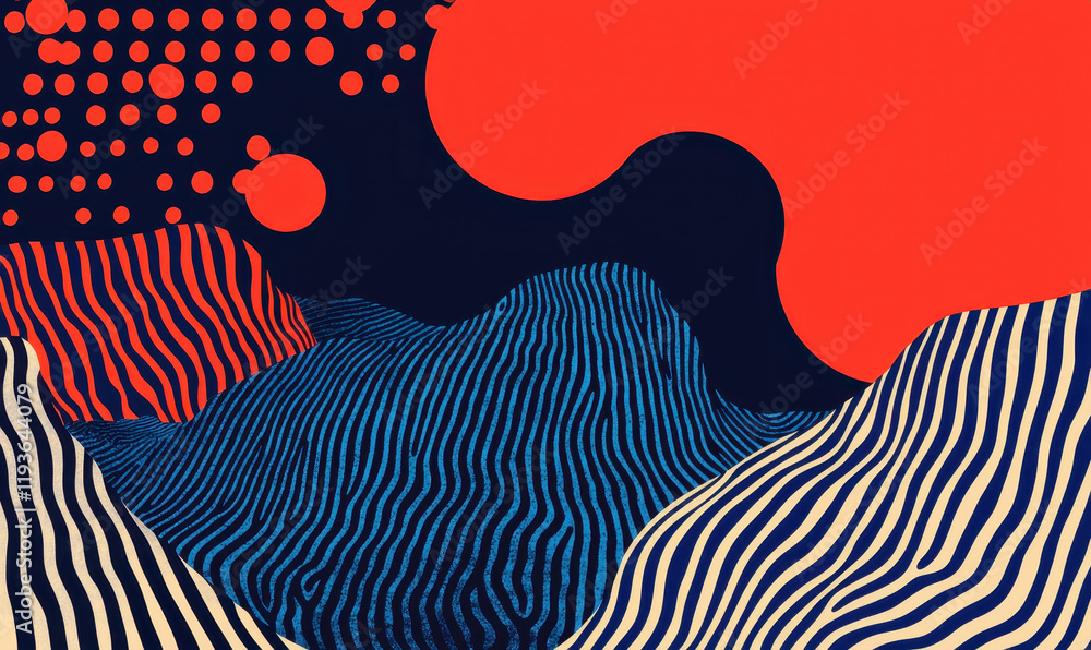 Aufkleber dynamic abstract art with bold lines and vibrant colors creating a modern geometric design with curv