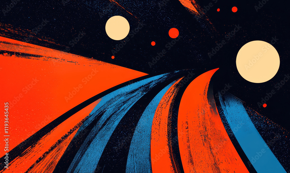 Aufkleber vibrant cosmic abstract art with surreal planets and dynamic patterns evoking the mysteries of the u