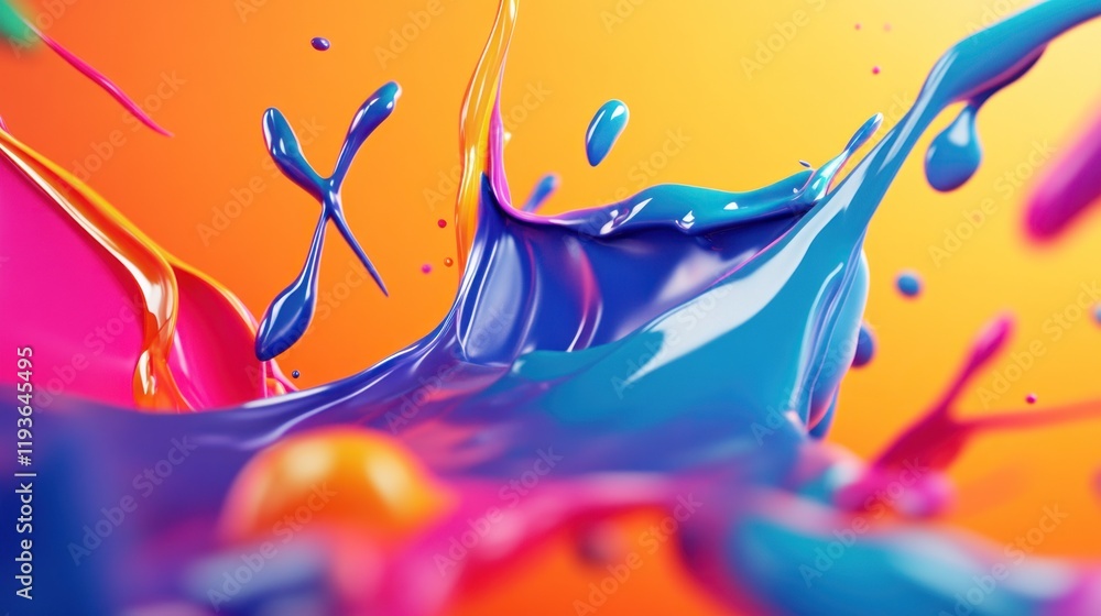 Poster vibrant color explosion abstract art dynamic splashes of paint in motion creative colorful design